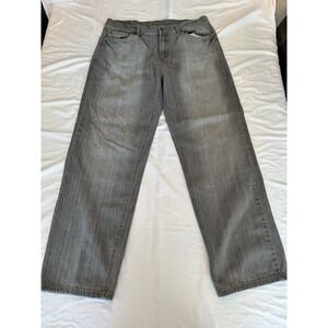 Burnside Mens Grey Denim Straight Leg Jeans Size 36 Faded Wash Casual 5-Pocket